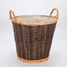 Small Willow Log Basket c/w Fixed Linen Liner Small Willow Log Basket c/w Fixed Linen Liner